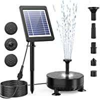 Solar Fuente Bomba- 3.5W Fuente de Jardín Solar- Batería Incorporada- con 7 Boquillas- Luces led y Tabla Flotante para…